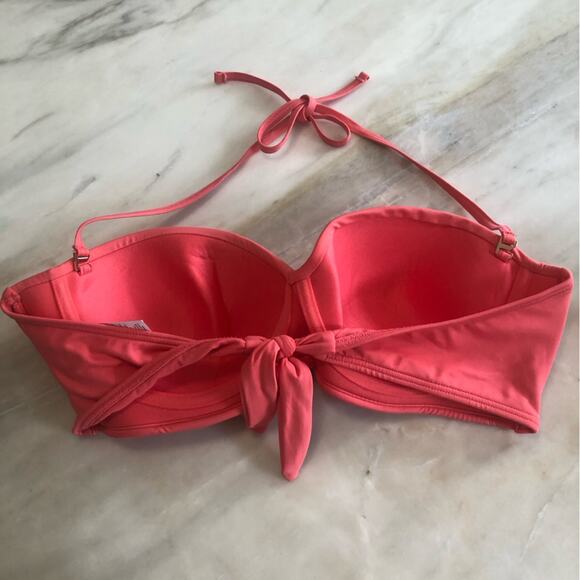 Kate spade coral pink underwire strapless bikini top retro twist style size XL - Picture 3 of 4